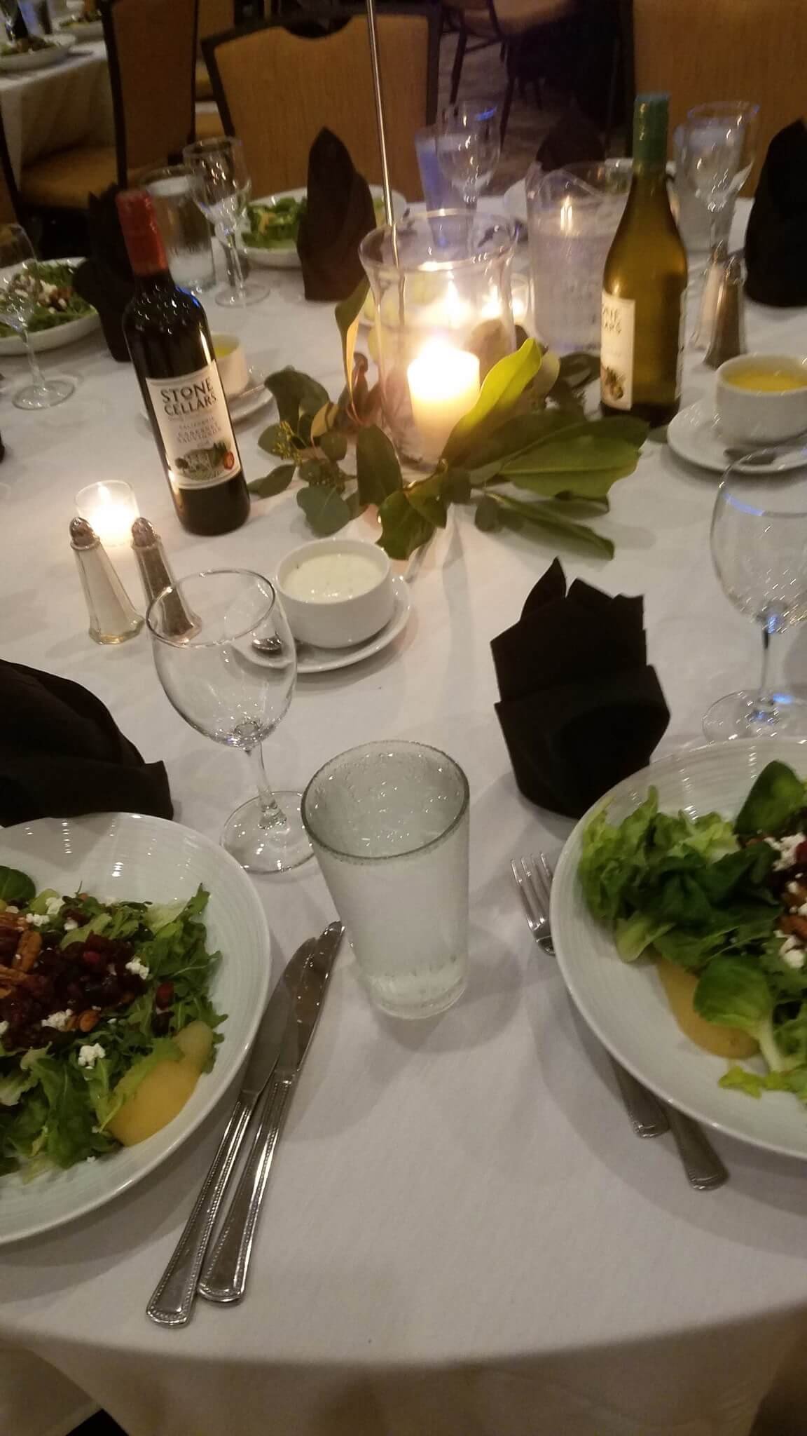 Plated dinner service detail for wedding reception